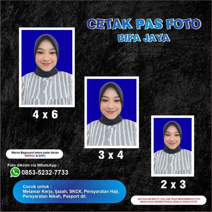 CETAK 5 PCS PAS FOTO 2X3 3X4 4X6 LATAR MERAH BIRU | Lazada Indonesia
