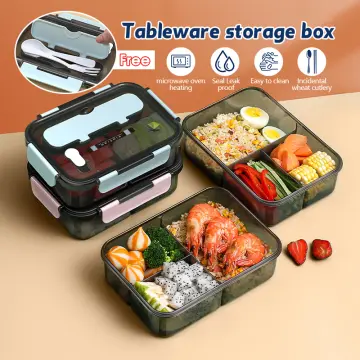 2 Layer Lunch Box Spoon Fork Dinnerware Bento Box Set Food Storage  Microwave