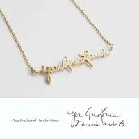 Personalized Stainless Steel Name Plate Necklace For Women Handwriting Handmade Signature Fashion Choker Chain Jewelry Couple BF