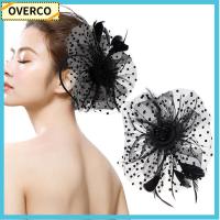 OVERCO อุปกรณ์ตกแต่งผม Fascinators ผม ดอกไม้ตาข่าย งานแต่งงาน ที่คาดผมงานเลี้ยงน้ำชา หมวก fascinator ที่คาดผม ALICE กิ๊บติดผมขนนก