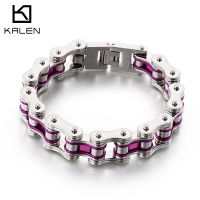 Kalen 16mm Bicycle Chain celet Steel Purple Stitching Charm Mens celets 220mm Punk Jewelry