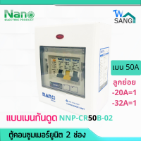 ตู้คอนซูมเมอร์ NANO PLUS เมนกันดูด+2 ช่อง (ราคารวมเมน RCBO +ลูกย่อย) (1ชิ้น/กล่อง) wsang