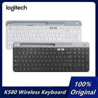 คีย์บอร์ดบลูทูธไร้สาย Logitech K580หลายอุปกรณ์ที่บางเฉียบด้วยตัวรับสัญญาณรองรับหลายอุปกรณ์-แกรไฟต์/ปิด-ขาว/กุหลาบ