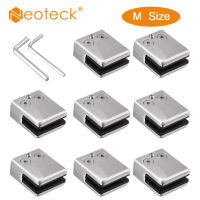 Neoteck 8pcs M/L Size Stainless Steel Square 304 Glass Clip Clamp Bracket Flat Back For Handrail 8-10mm