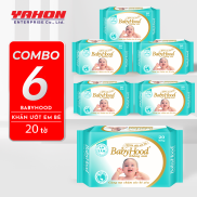 Combo 6 Bao Khăn Ướt Em Bé BABYHOOD 20 Miếng Bao