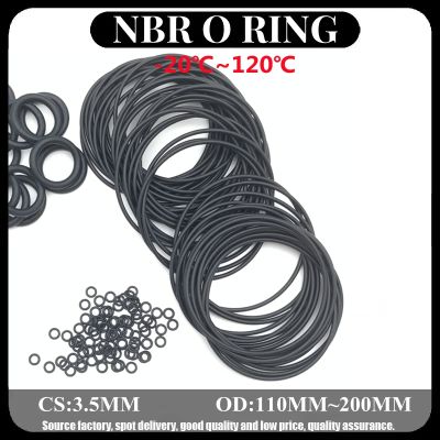 ♛㍿㍿ 10pcs Nitrile Rubber Round Washer Thickness3.5mm OD100/110/120/200mm Black O Ring Gasket Corrosion Oil Resistant Machine Seal