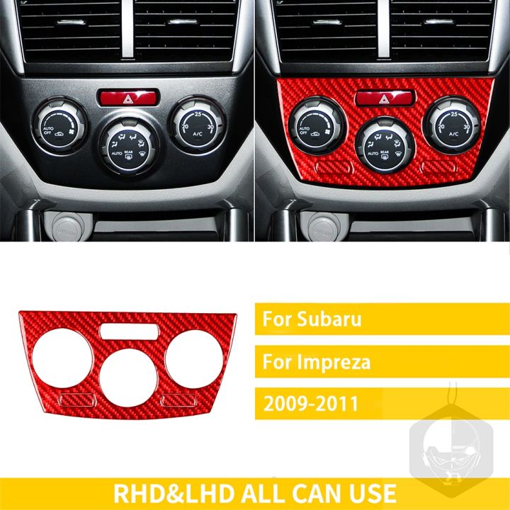 สำหรับ-subaru-impreza-2009-2010-2011อุปกรณ์เสริมรถคาร์บอนไฟเบอร์ภายในแผงควบคุมกลางชุด-cd-air-outlet-trim-sticker