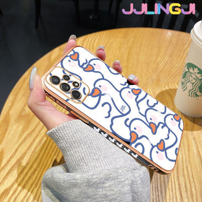 Jjlingji เคสปลอกสำหรับ Samsung Galaxy A72 4G A72 5G เคสลายการ์ตูนน่ารักหงส์ขาวสวยงามดีไซน์ใหม่ด้านข้างเคสซิลิโคนกันกระแทกเต็มรูปแบบกล้องฝาปิดเลนส์กล่องกันกระแทกเคสนิ่ม