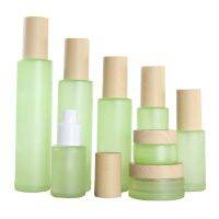 【hot】 30/40/60/80/100ml Wood Grain Cover Glass Spray Press Bottle Bottles Jars Packing