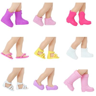 Random 5 Pairs Mini Cute Pump Flat Shoes 4 in. Baby Dress Clothes Accessories for Barbie Sister Kelly Doll Baby Dolls Kids Toy