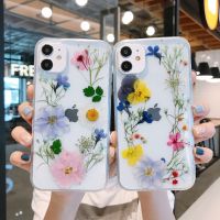 （ร้อน）หรูหราจริงดอกไม้แห้งกรณีโทรศัพท์โปร่งใสสำหรับ Iphone 13 12 11 14 Pro Max XS Max XR X 7 8บวก SE 2020ซิลิโคนอ่อนนุ่มปก