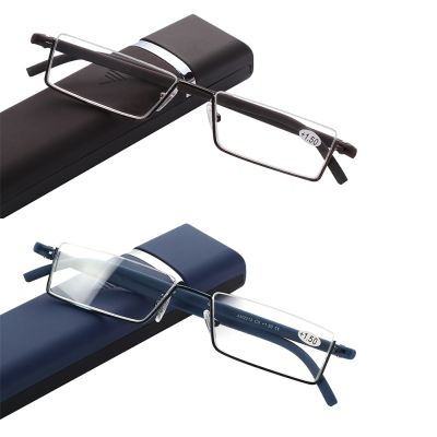 1Pc Hot Ultralight With Case Reading Glasses Woman Man Portable Flexible Vision Care TR90 Half Frame Semi Rimless Reader Glasses