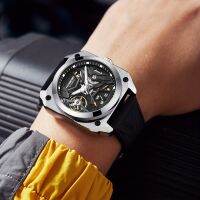 onlcicn HANBORO Automatic Skeleton Mechanical Watch For Men Women Cool Fashion WR Analog Silicone Wrist Watch HBR3870