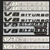 NEW Fender Sides Letters V8 V12 BITURBO 4MATIC KOMPRESSOR TURBO Badge Emblem Car Styling Sticker for Mercedes Benz AMG Sharp Flat