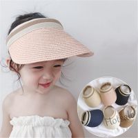 【hot sale】□✹ↂ C05 Korean Women Children Straw Hat Summer Hats For Baby Girl Boy Kids Sun Visor Empty Top Sun Hat Outdoor Beach Cap