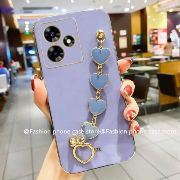 เคสโทรศัพท์-infinix-hot30-hot-30i-hot-30-play-เคส-phone-case-หรูหราสีสันลูกกวาดชุบเคสซิลิโคนอ่อนนุ่มพร้อม2023สร้อยข้อมือรูปหัวใจ