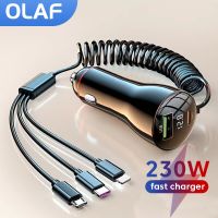 Olaf Car Charger With cable 3 in 1 Fast Charging PD USB C Car Phone Charger Type C Adapter For iphone Samsung Huawei Xiaomi poco Car Chargers