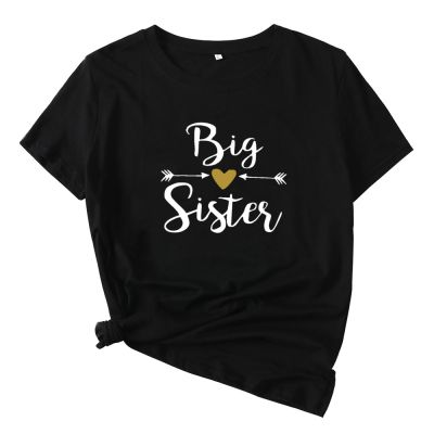 Best Friends T Shirt Women Big Sister Lettle Sister Tshirt Women Short Sleeve Sister Bff T-Shirt Women Funny Camisetas Mujer  01T3