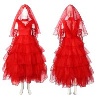 [COD] costume Nether cosplay beetle juice Lydia red wedding dress suit