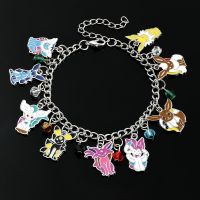 Anime Pokemon Bracelet Cute Cartoon Eevee Pendant Metal Enamel Charm Bangle Women Fashion Jewelry Hand Chain Girl Gifts