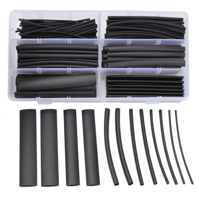 200pcs 1.5mm-13mm  Black Polyolefin Heat Shrink Tube Cable Sleeve Wire Cable Insulated Sleeving heat shrink tubing Set Cable Management