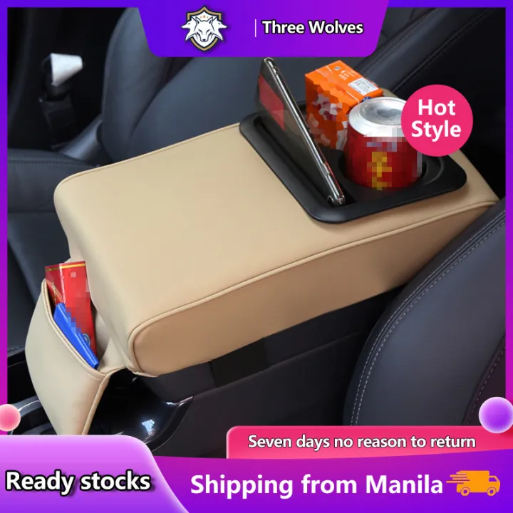 【Ready stocks】Car Armrest Cushion Box With Cup Holder Rear Seat