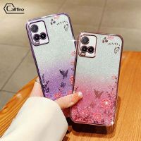 Callfire เคสโทรศัพท์ผงชิมเมอร์สำหรับ Vivo Y75 5G Y33S 5G T1 5G IQOO Z6 5G แบบดอกไม้ผีเสื้ ซิลิโคนหรูหราป้องกันการตกนิ่ม