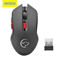 [Vktech] เมาส์สำหรับเล่นเกมไร้สาย2.4G 2400DPI 6ปุ่มเมาส์ออปติคัลพร้อมตัวรับสัญญาณ USB