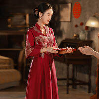 เจ้าสาวขนาดใหญ่เอวสูง Slim Toast Dress ผู้หญิง Elegant Party Cheongsam Dress