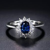 Lady Princess Diana Rings for Women Bridal Blue Crystal Wedding Engagement Promise Marriage Ring For Female Fashion Jewelry 076