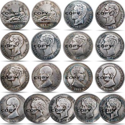 【CC】✣  Spanish Dollars Copy Coin 38mm Antique Imitation 5 PESETAS Specie Column Commemorative Coins