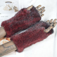 Hot Sale Lady Real Mink Fur Gloves Girls Real Knitted Mink Fur Fingerless Gloves Winter Strong Elasticity Real Mink Fur Mittens