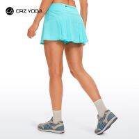 CRZ YOGA Womens Quick Dry Pleated Tennis Skirts Mid Waisted Cute Athletic Workout Running Sports Golf Skorts Volleyball