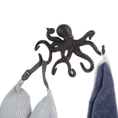 Large Octopus Hook Cast Iron Hanger Housekeeper Wall wscrews Vintage Creative Squid Hanging Keys Coat Towel Holder Home Decor
