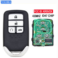 YOUBBA กุญแจรีโมทสำหรับฮอนด้าซีวิคแอคคอร์ด C-RV KR5V2X ID47Chip 433เมกะเฮิร์ตซ์72147-TBA-K1เปลี่ยน Keyless ไปสมาร์ทการ์ด2014-2017