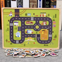 Wooden Magnetic Puzzle Animal Traffic Vehicle Scenes Children Baby Early Educational Learning Toys 3D Jigsaw Puzzles for Kids