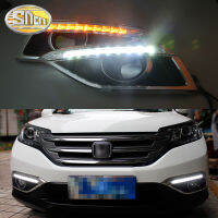 SNCN 2PCS ไฟ LED ทำงานตอนกลางวันสำหรับ HONDA CRV 2012 2013 2014 ไฟเลี้ยวสีเหลืองทำงานไฟหน้าไฟตัดหมอก