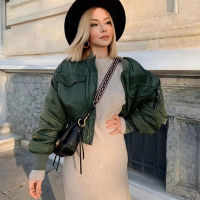 2020 stylish lady autumn winter za green short jackets women fashion long sleeve zipper er jacket outwear womens coat