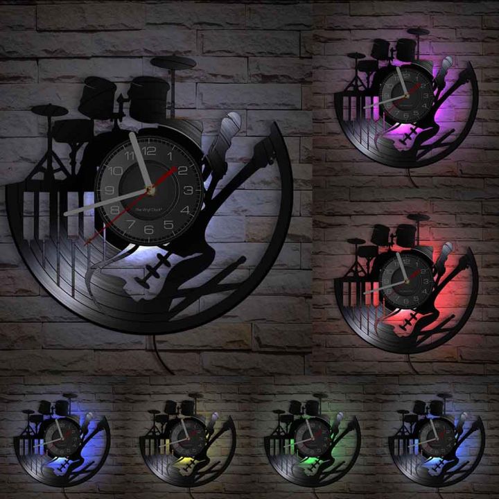 electric-guitar-drum-rack-set-vinyl-record-wall-clock-band-music-musical-intrument-room-sign-retro-cd-disc-rock-n-roll-gift