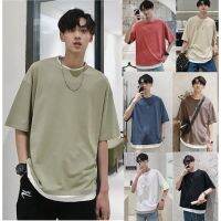 CODpz119nb [Mens Short-Sleeved] Summer Street Wear Fake Two-Piece Short-Sleeved t-Shirt Boys Korean Version Loose Trendy ins t-