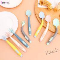 【hot sale】 ๑﹊ C01 2Pcs/Set Bendable Baby Products Silicone Spoon Fork Set Auxiliary Food Toddlers Learn To Eat Training Flexible Soft Fork Infant Tableware