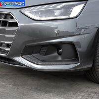 Carbon Fiber Color Car Styling Front Fog Lamps Decoration Foglight Frame Strips For Audi A4 B9 2020 2021 Exterior Accessories