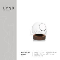 JJGLASS - (LYNX) JUPITER WB 25cm. โหลแก้วจัดสวน แฮนด์เมด เนื้อใส ทรงกลม พร้อมฐานไม้