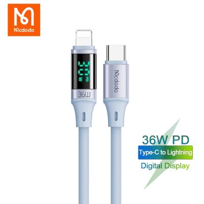 USB Mcdodo แบบ Lightning เป็นจอแสดงผลดิจิตอล,สายสำหรับ iPhone 14 13 12 11 Pro Max ค่าโทรศัพท์ Line IOS PD สายชาร์จเร็ว