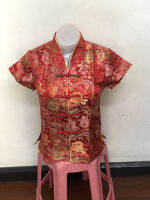 ผู้หญิง Cheongsam Top เดี่ยวหน้าอกเสื้อจีนสไตล์จีนแฟชั่น Elegant สีแดงสุภาพสตรีTop