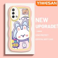 YIWESAN เคสปลอกสำหรับ OPPO A74 4G A95 4G F19S F19 Reno 6 Lite เคสลายกระต่ายอวกาศสีสันสดใสน่ารักขอบครีมกันกระแทกแบบใสนิ่มเคสมือถือเคสโปรงใสลายกล้องถ่ายรูปสร้างสรรค์เคสป้องกันซิลิโคน