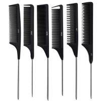 1PCS Heat Resistant Salon Black Metal Pin Tail Antistatic Comb Hard Carbon Cutting Comb Hair Trimmer Brushes