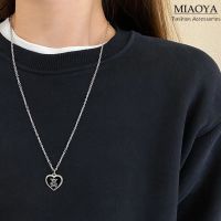 MIAOYA Fashion Jewelry Shop จี้หมีดีไซน์วินเทจสำหรับผู้หญิง สร้อยคอคู่โลหะสไตล์พังก์ ของขวัญวันเกิดที่สวยงาม