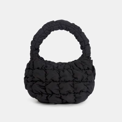 ♘ COS womens quilted texture zipper fingertip cloud bag black 2023 spring new product underarm bag