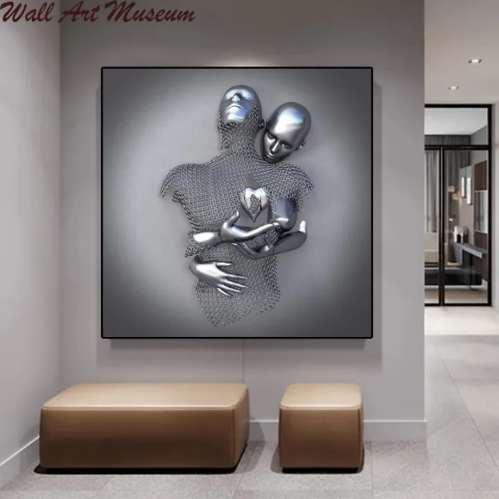 Abstract Metal Figure Statue Art Canvas Painting Romantic Modern Printings And Prints Wall Pictures - Home Decor Canvas Art